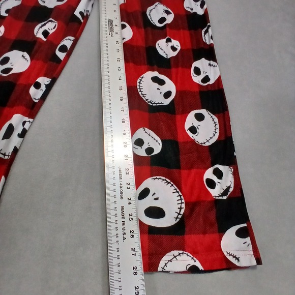 Disney Pajama Pants Men Size L Red Fleece Nightmare Before Christmas Loungewear - Picture 4 of 8